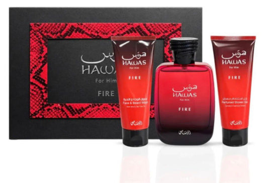 Set 3pz Rasasi Hawas Fire EDP 100ml – Caballero